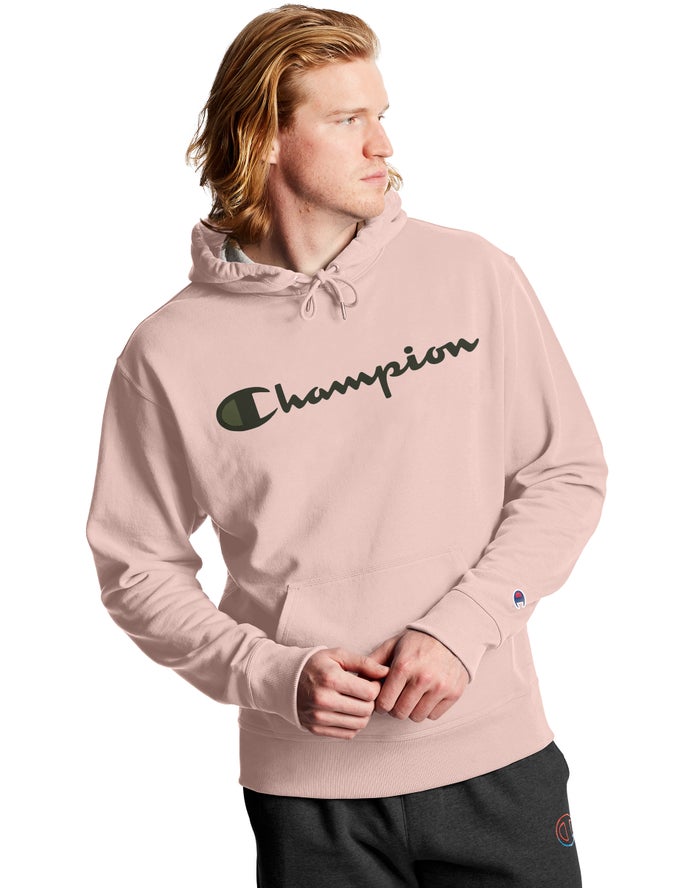 Sudadera Con Capucha Champion Hombre - Powerblend Fleece Script Logo ( Rosas ) 1625897-EO